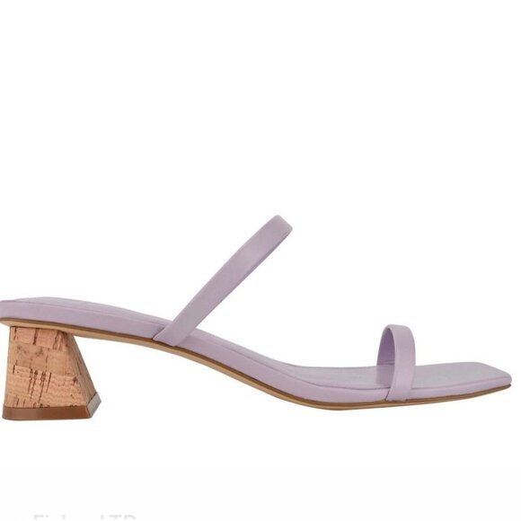 Marc Fisher Womens EUC Purple Leather Y2K Square Brent Heeled Slide Sandals Sz 9